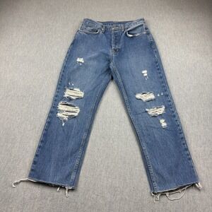 Carmar Emelia Jackson Jeans Womens 28 Blue Button Fly Distressed Raw Hem Pants